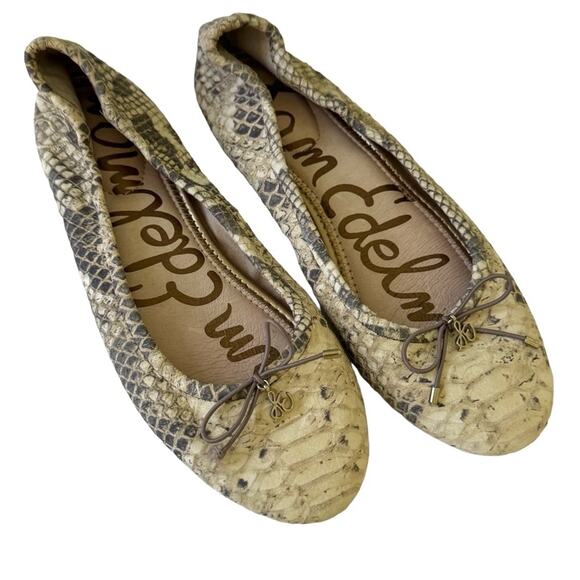 Sam Edelman Snake Print Ballet Flats Snake Print Leather Ballerina Shoes Size 7 - Picture 1 of 12